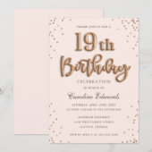 Glitter Roos Foil Balloons 19th Birthday Elegant Kaart (Voorkant / Achterkant)