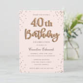 Glitter Roos Foil Balloons 40th Birthday Elegant Kaart (Staand voorkant)