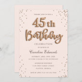 Glitter Roos Foil Balloons 45th Birthday Elegant Kaart (Voorkant / Achterkant)