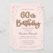 Glitter Roos Foil Balloons 60th Birthday Elegant Kaart (Voorkant / Achterkant)