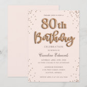 Glitter Roos Foil Balloons 80th Birthday Elegant Kaart (Voorkant / Achterkant)