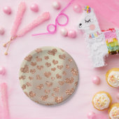 Glitter Roos Foxier Gold Hearts Confetti Koper Papieren Bordje (Feest)