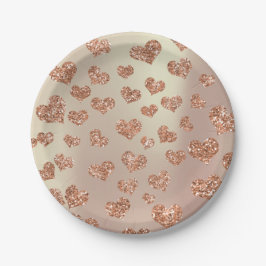 Glitter Roos Foxier Gold Hearts Confetti Koper Papieren Bordje