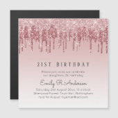 Glitter Roos Gold 21e verjaardag Roze meisje (Voorkant / Achterkant)