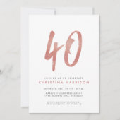 Glitter roos gold 40e verjaardagsfeestdag kaart (Voorkant)