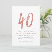 Glitter roos gold 40e verjaardagsfeestdag kaart (Staand voorkant)