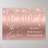 Glitter Roos Gold 50th Birthday Party Poster (Voorkant)