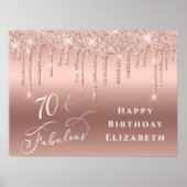 Glitter Roos Gold 70th Birthday Party Poster (Voorkant)