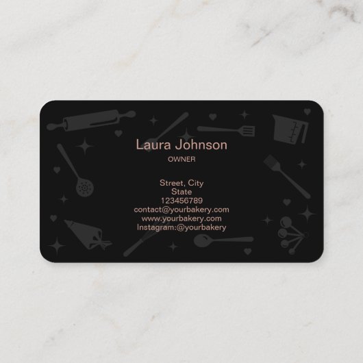 Glitter Roos Gold Baking Tools — gereedschap Whisk Visitekaartje (Achterkant)