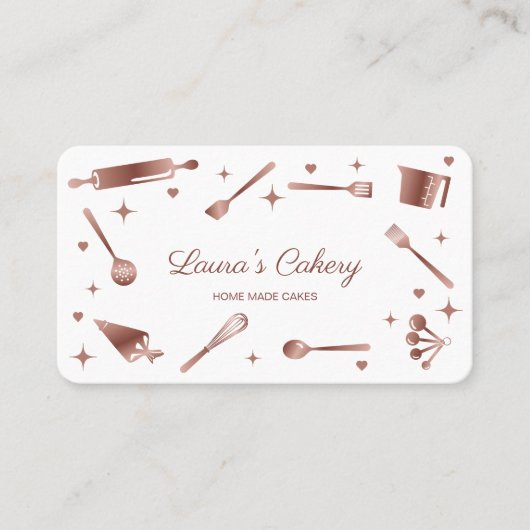 Glitter Roos Gold Baking Tools — gereedschap Whisk Visitekaartje (Voorkant)