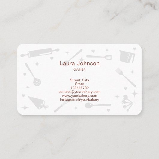 Glitter Roos Gold Baking Tools — gereedschap Whisk Visitekaartje (Achterkant)