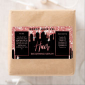 Glitter Roos Gold Black Hair Serum Labels uitstrij (Insitu)