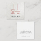Glitter Roos Gold Blush Broom Cleaning Service Vierkante Visitekaartje (Voorkant / Achterkant)