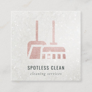 Glitter Roos Gold Blush Broom Cleaning Service Vierkante Visitekaartje
