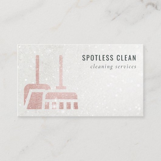 Glitter Roos Gold Blush Broom Cleaning Service Visitekaartje (Voorkant)