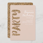 Glitter Roos Gold Blush ELKE LEEFTIJD Verjaardagsf Kaart (Voorkant / Achterkant)