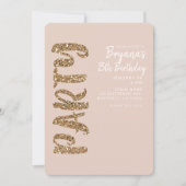 Glitter Roos Gold Blush ELKE LEEFTIJD Verjaardagsf Kaart (Voorkant)