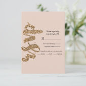 Glitter Roos Gold Blush Glam Weddenschap RSVP Antw (Staand voorkant)