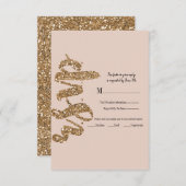 Glitter Roos Gold Blush Glam Weddenschap RSVP Antw (Voorkant / Achterkant)