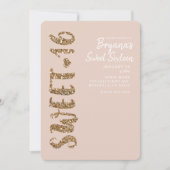 Glitter Roos Gold Blush Sweet 16 Zestien-partijen Kaart (Voorkant)