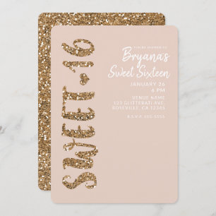 Glitter Roos Gold Blush Sweet 16 Zestien-partijen Kaart