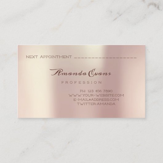 Glitter Roos Gold Body Shaping Appointment Card Afsprakenkaartje (Achterkant)
