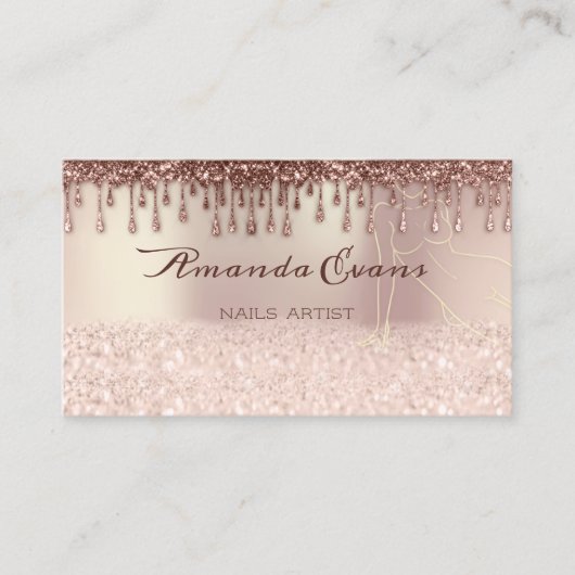 Glitter Roos Gold Body Shaping Appointment Card Afsprakenkaartje (Voorkant)