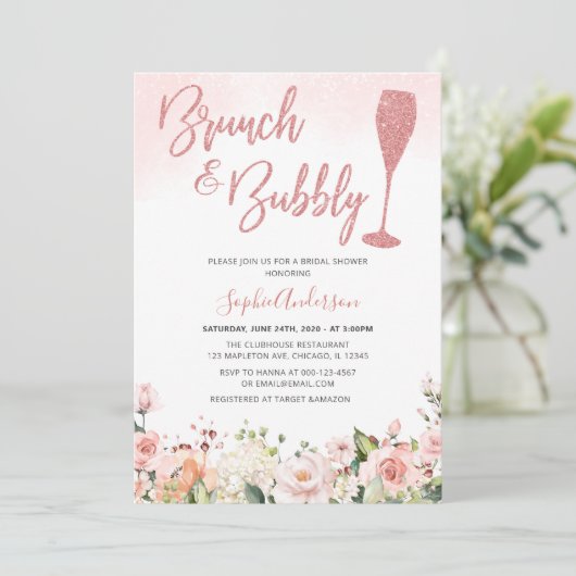 Glitter Roos Gold Brunch en breekbaar Vrijgezellen Kaart (Staand voorkant)