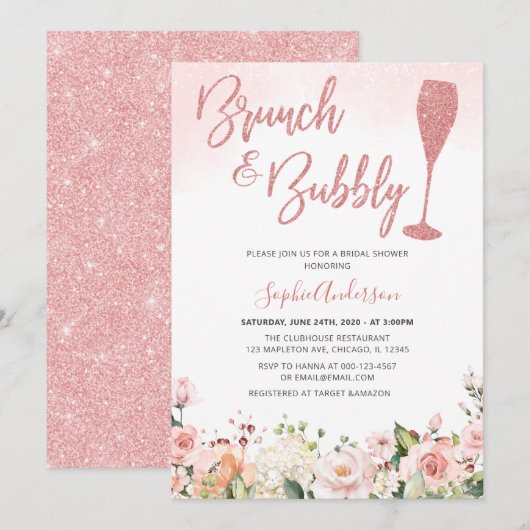 Glitter Roos Gold Brunch en breekbaar Vrijgezellen Kaart (Voorkant / Achterkant)