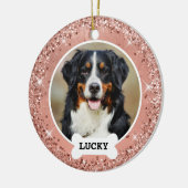 Glitter Roos Gold Brushed Metal Roos Gold Foto Keramisch Ornament (Links)