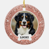 Glitter Roos Gold Brushed Metal Roos Gold Foto Keramisch Ornament (Achterkant)