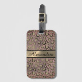 Glitter Roos Gold Chic Leopard gepersonaliseerd Bagagelabel (Voorkant (verticaal))