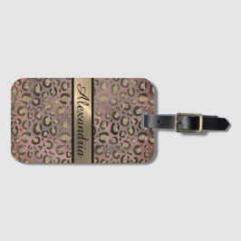 Glitter Roos Gold Chic Leopard gepersonaliseerd Bagagelabel