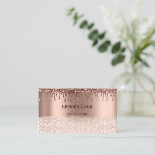 Glitter Roos Gold Cosmetics SPA Studio Wellness Afsprakenkaartje (Staand voorkant)