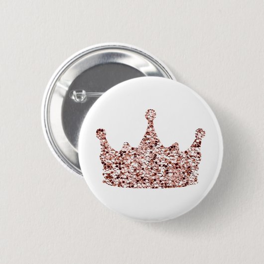 Glitter Roos Gold Crown Clipart Queen Crown Ronde Button 5,7 Cm (Voorkant /achterkant)