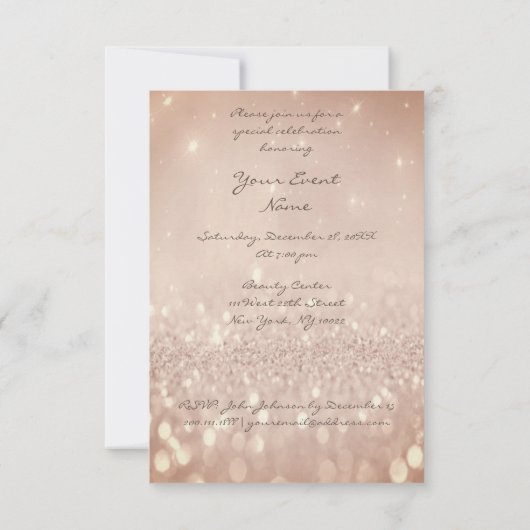 Glitter Roos Gold Diamond Dress Sweet 16th Kaart (Achterkant)