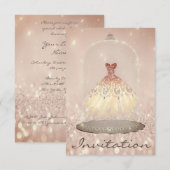 Glitter Roos Gold Diamond Dress Sweet 16th Kaart (Voorkant / Achterkant)