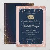 Glitter Roos Gold Drivers marineblauw Kaart (Voorkant / Achterkant)