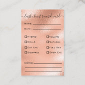 Glitter Roos Gold Eyelash Extension Client Record Visitekaartje (Achterkant)