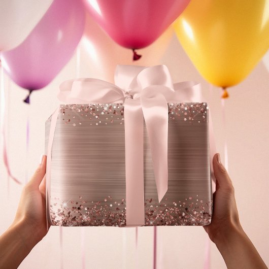 Glitter Roos Gold Faux Folie Cadeaupapier