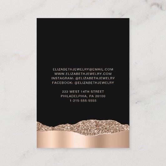 Glitter Roos Gold Foil Black voor juwelen Visitekaartje (Achterkant)