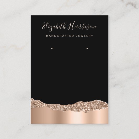 Glitter Roos Gold Foil Black voor juwelen Visitekaartje (Voorkant)