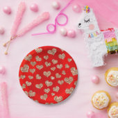 Glitter Roos Gold Heart Confetti Rood, vloeibaar k Papieren Bordje (Feest)