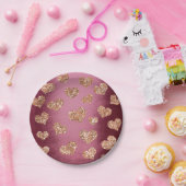 Glitter Roos Gold Hearts Confetti Burgundy Copper Papieren Bordje (Feest)