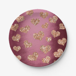 Glitter Roos Gold Hearts Confetti Burgundy Copper Papieren Bordje