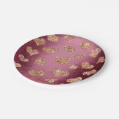 Glitter Roos Gold Hearts Confetti Burgundy Copper Papieren Bordje (Gekanteld)