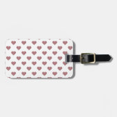 Glitter Roos Gold Hearts Witte achtergrond Bagagelabel (Voorkant horizontaal)