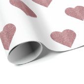 Glitter Roos Gold Hearts Witte achtergrond Cadeaupapier (Rol Hoek)