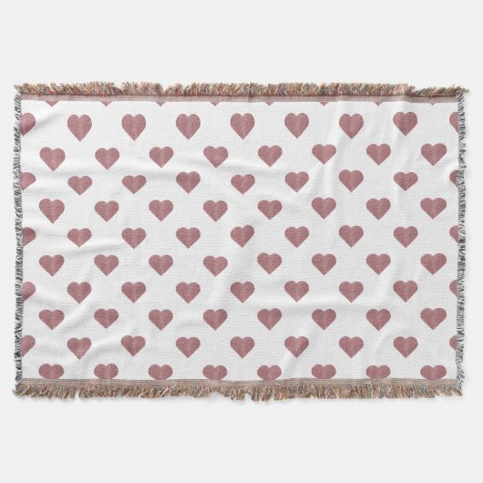 Glitter Roos Gold Hearts Witte achtergrond Deken (Voorkant)