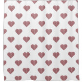 Glitter Roos Gold Hearts Witte achtergrond Douchegordijn (Voorkant)